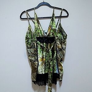 Black Widow Rare 2 Piece Camo Babydoll Lingerie